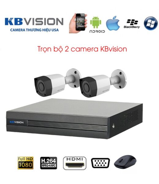 Lắp đặt trọn gói 2 Camera Kbvison 2M KX-2011S4 + Đầu ghi KX-8104H1+Ổ cứng 500GB