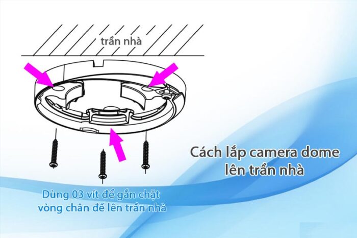 Cách lắp đặt camera dome lên trần nhà và lên tường 