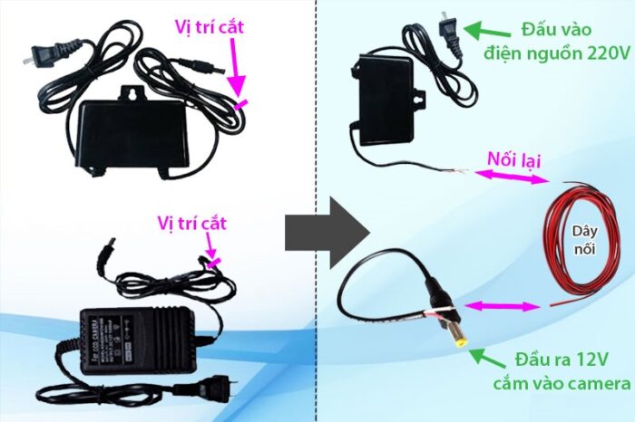 Cách nối Jack cắm nguồn 12V cho CCTV Camera